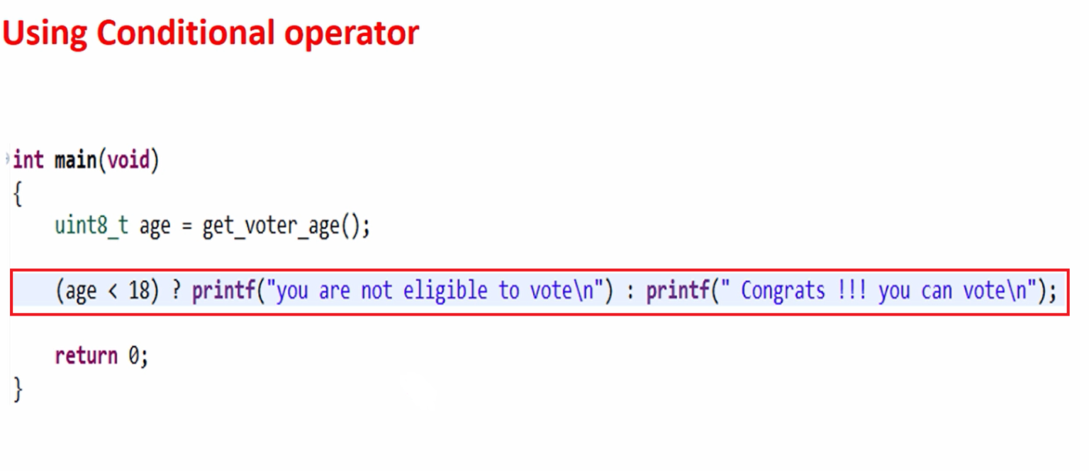 What Is Conditional Operator In C Language With Example