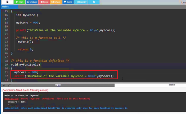 Variable Scopes in C with Examples - Local and Global Scope