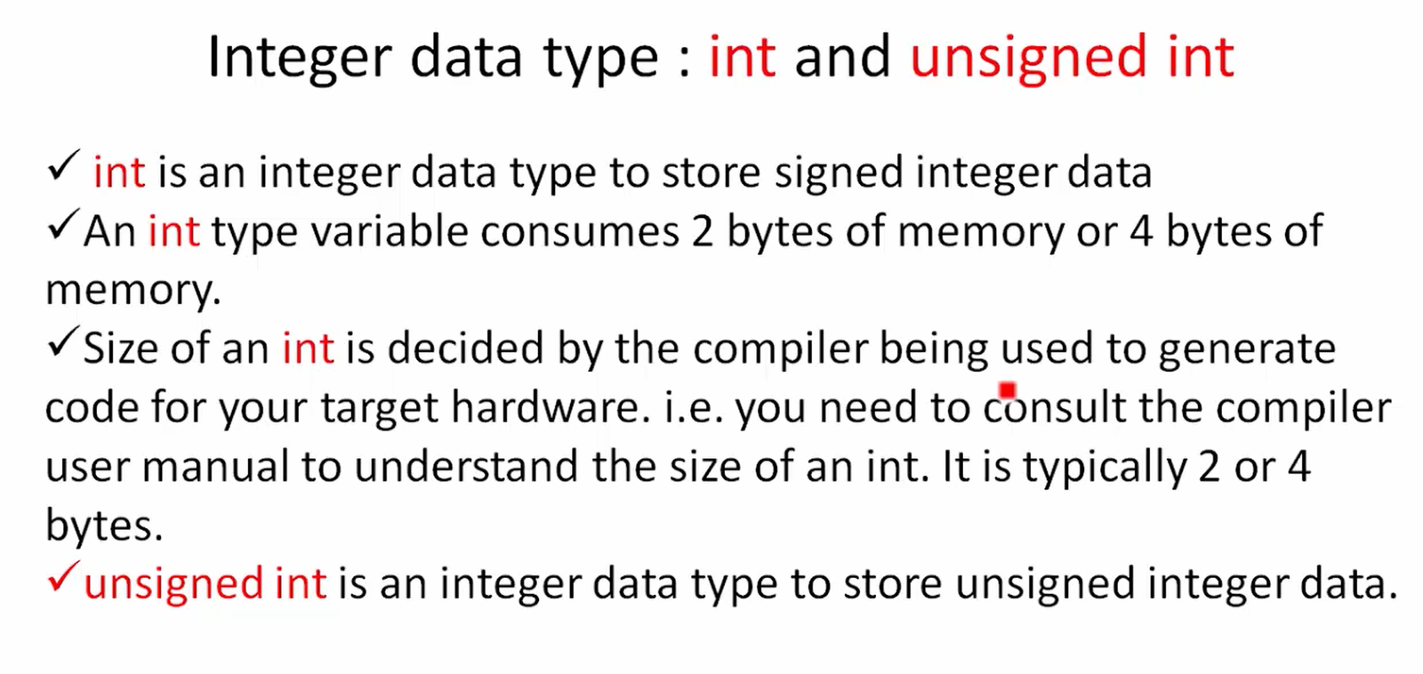 Integer data types : int and long | Data types in C