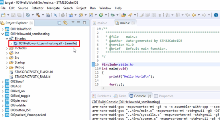 Testing printf over OpenOCD semihosting | Embedded systems