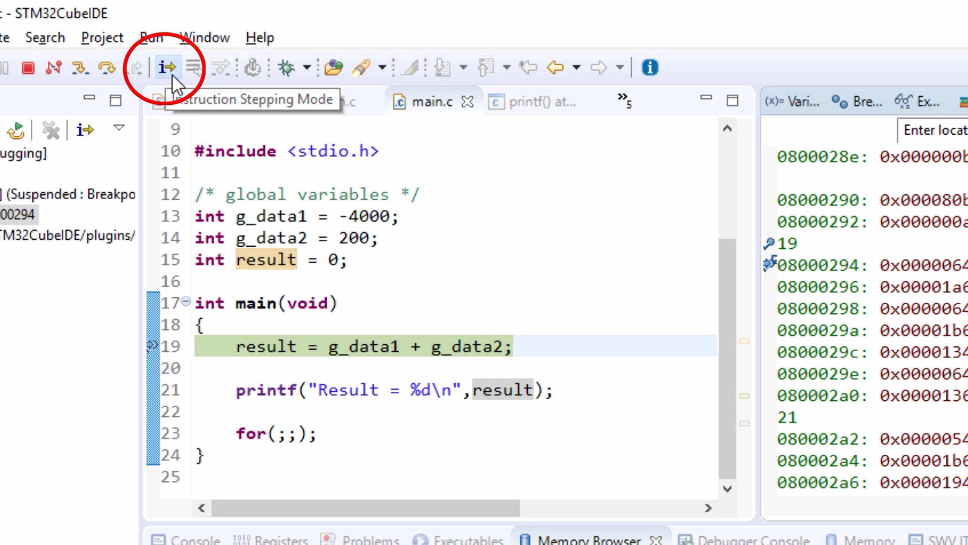 IDE option for Instruction level debugging | FastBit EBA