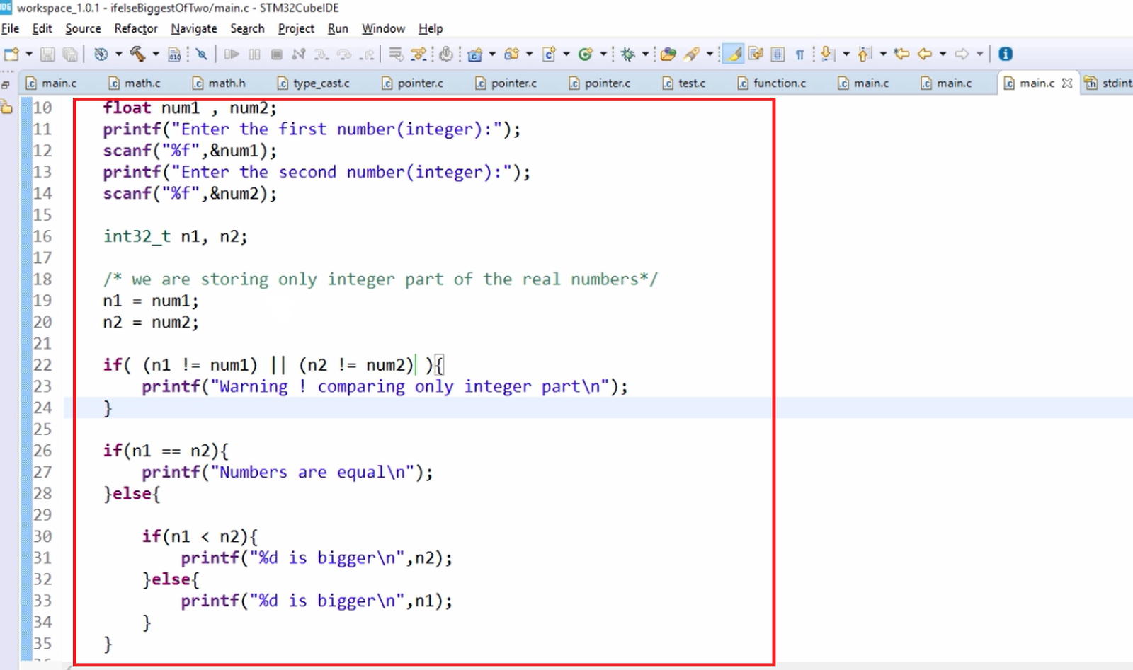If-Else Exercise Part 2: Comparing Integers and Real Numbers