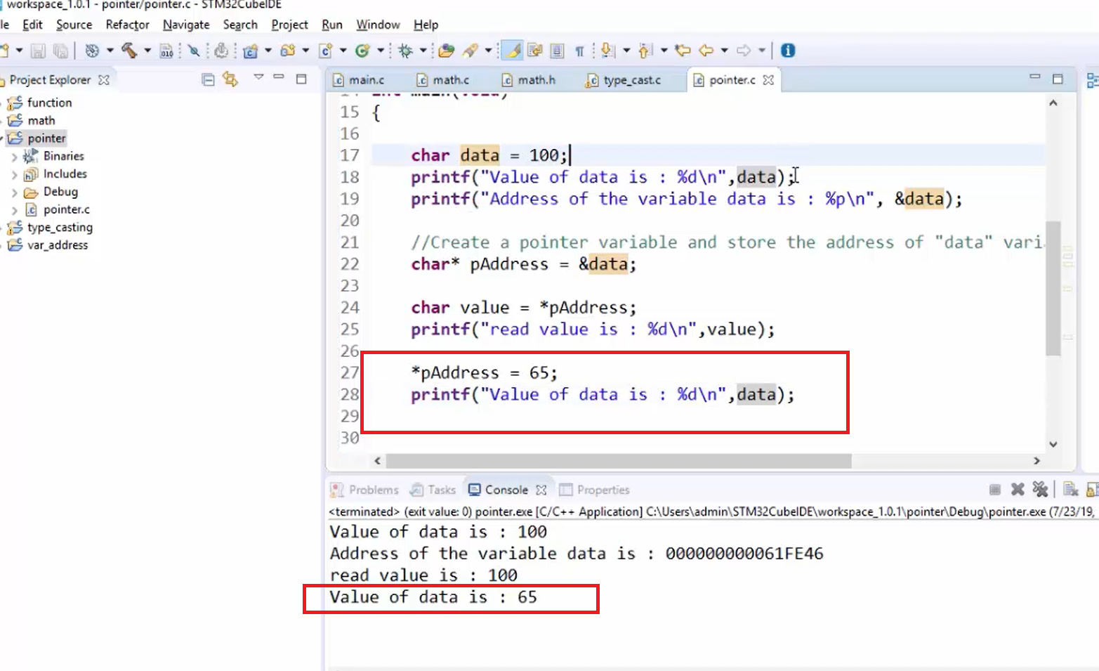 Pointer Exercise in C Programming - Practical Example