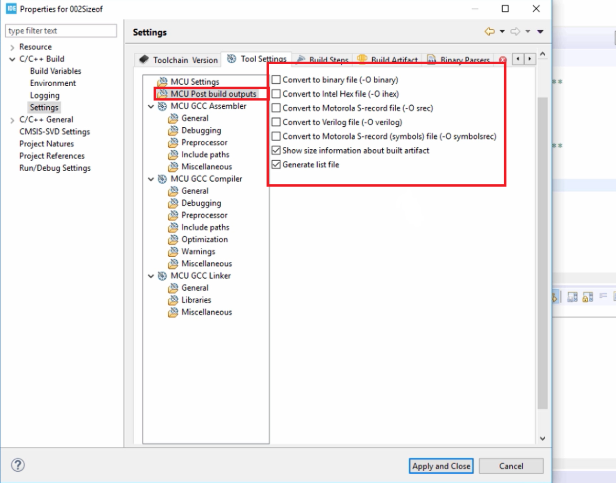 Compiler settings on STM32CubeIDE | Microcontroller Embedded C