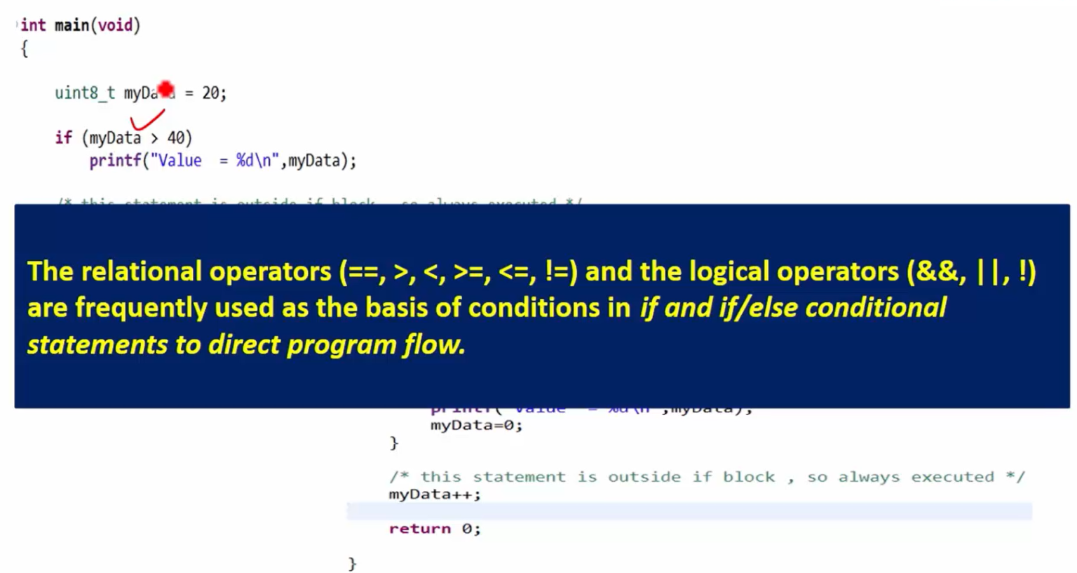 if statement in C - Syntax, flowchart, and Examples