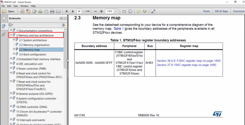 STM32 memory map - Microcontroller Embedded C Programming