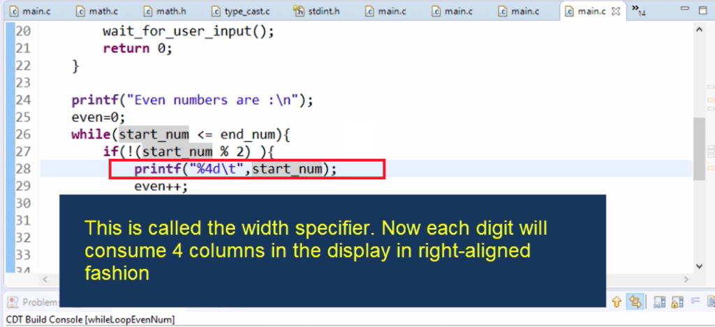 C Programming: Using While Loops to Print Even Numbers