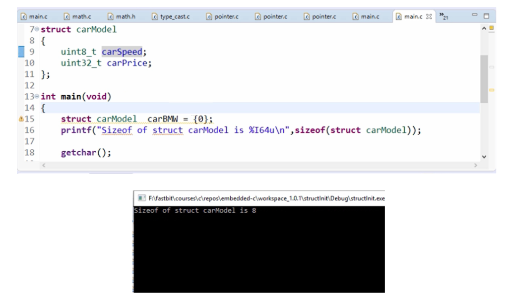 sizeof of a structure - Microcontroller Embedded C programming