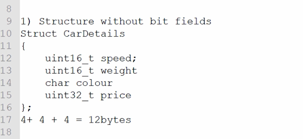 Structure and bit fields | Microcontroller Embedded C
