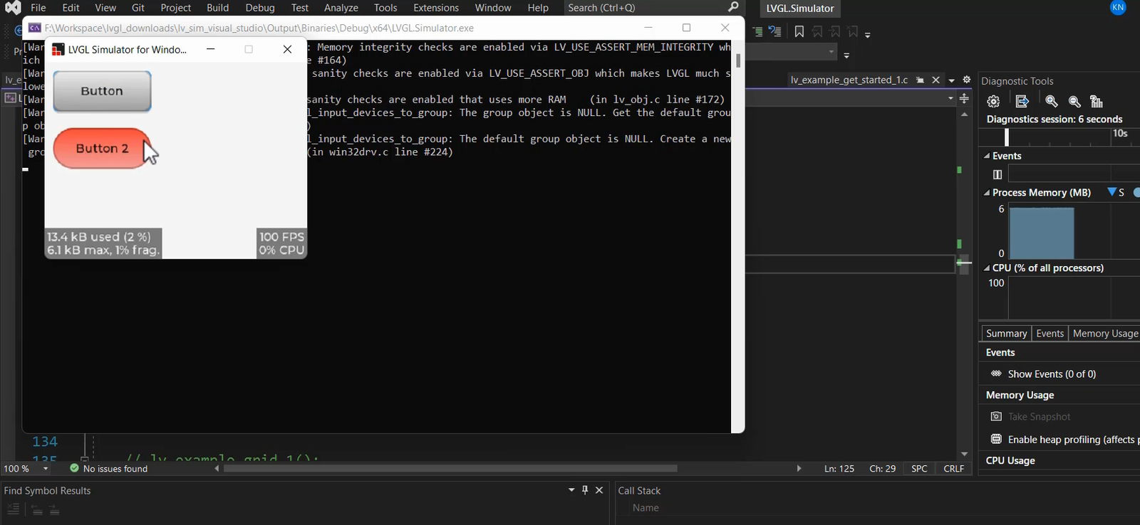 LVGL simulator sample applications