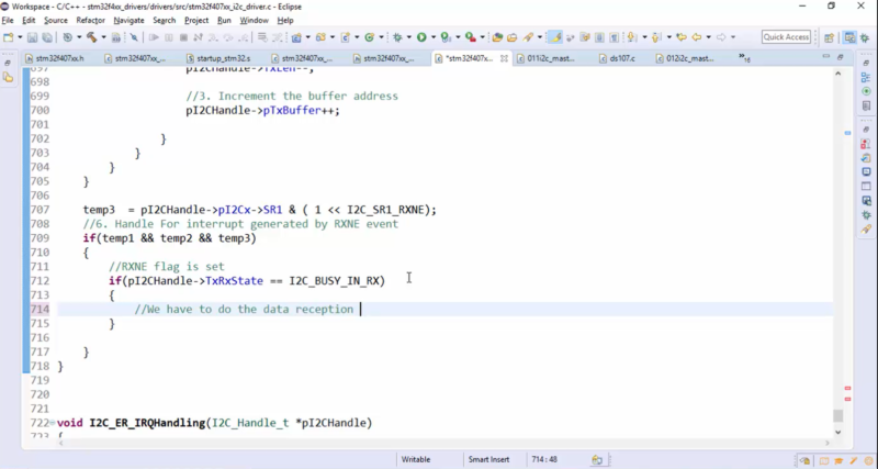 STM32 I2C Lecture 49: I2C IRQ handler implementation Part 6