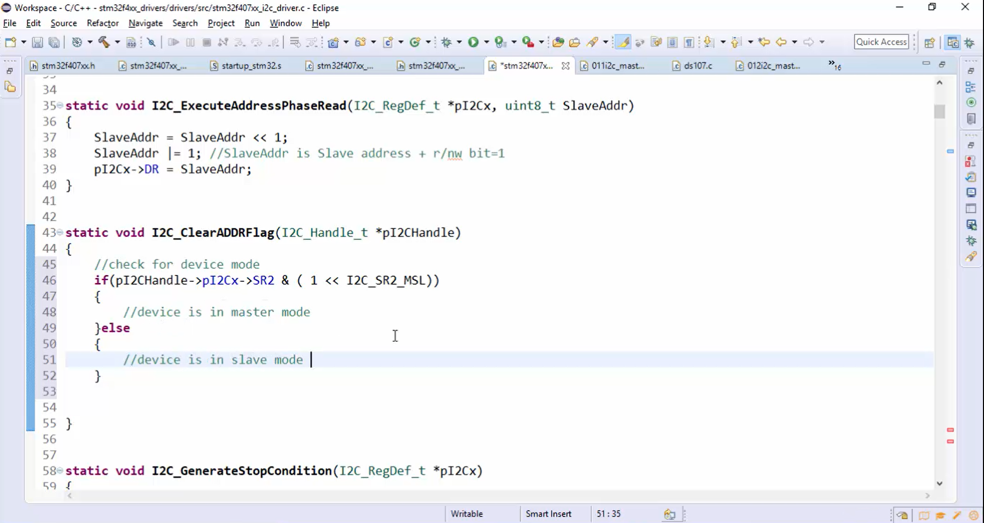 I2C IRQ handler implementation Part 6