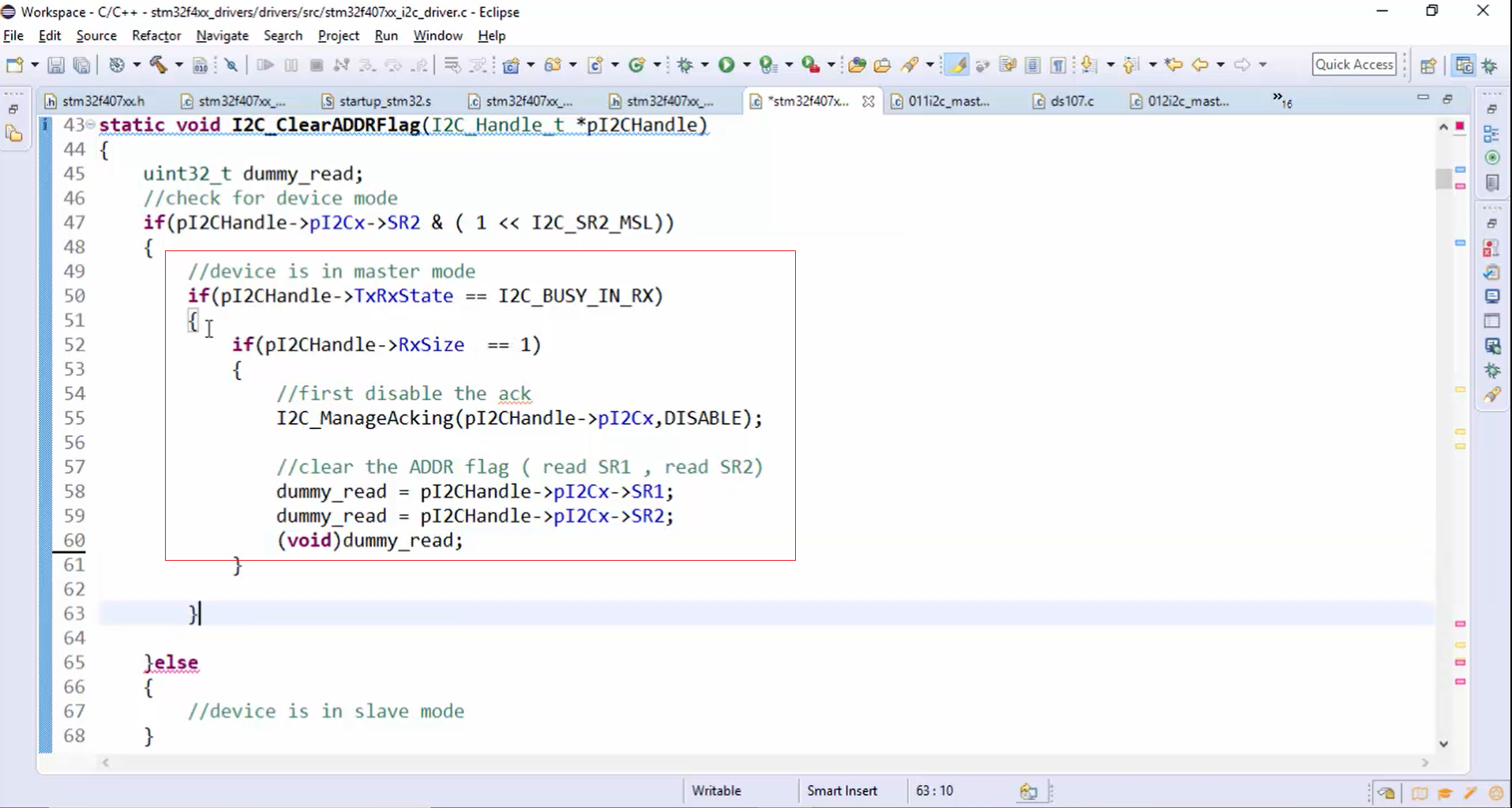 I2C IRQ handler implementation Part 6