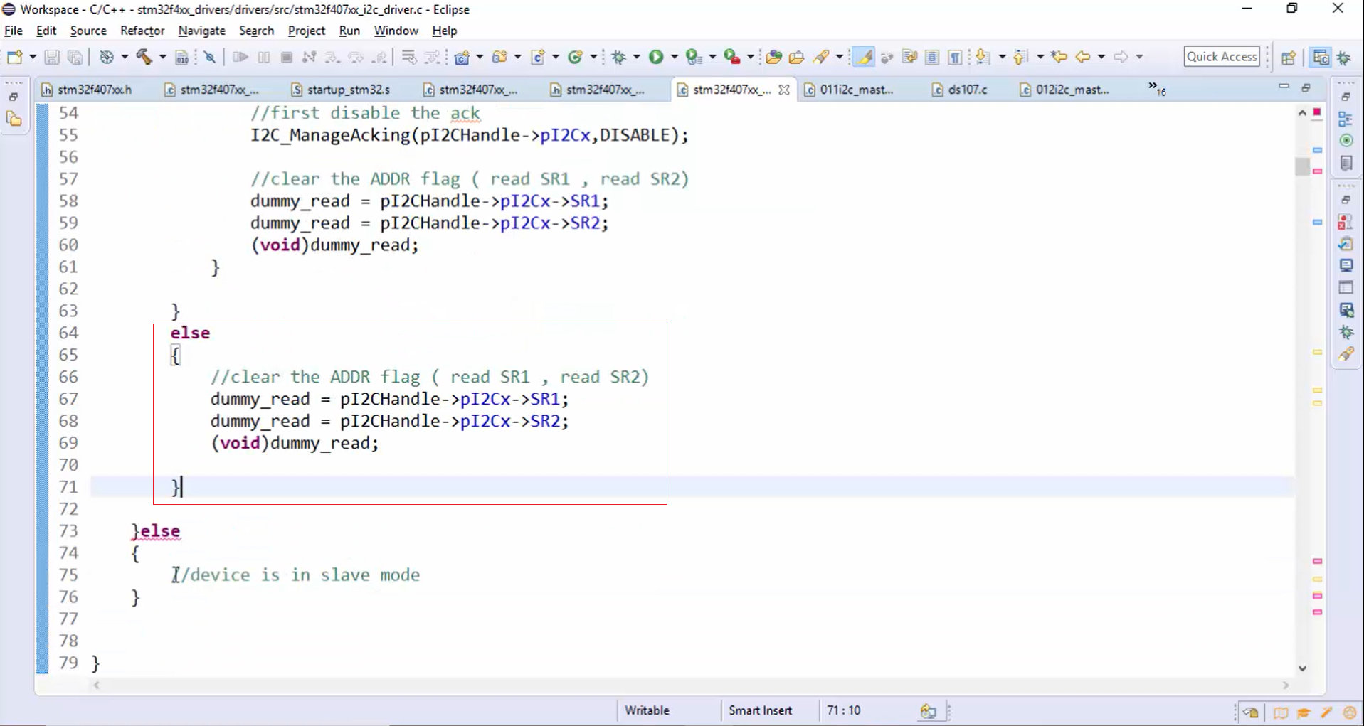 I2C IRQ handler implementation Part 6