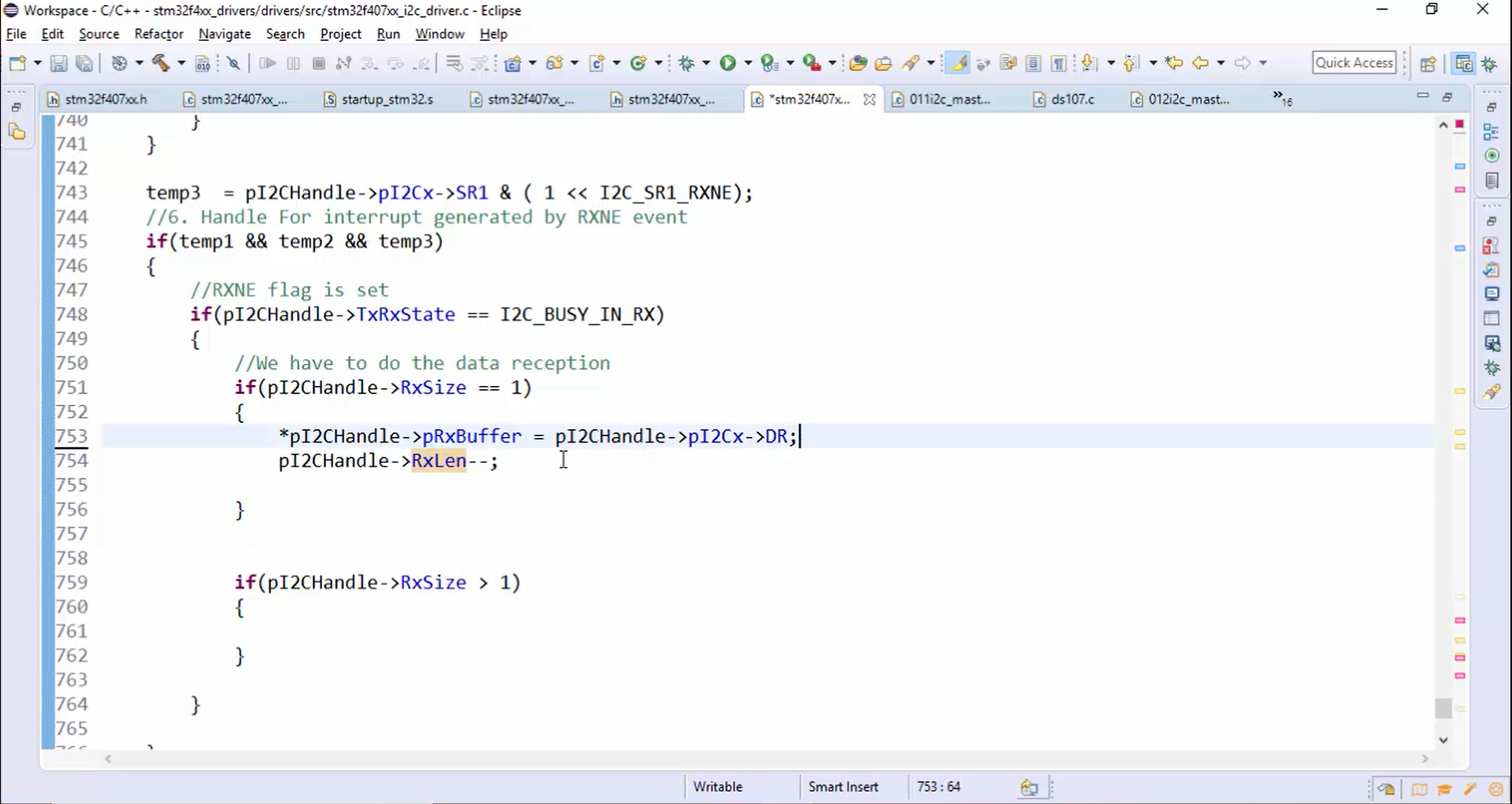 I2C IRQ handler implementation Part 6