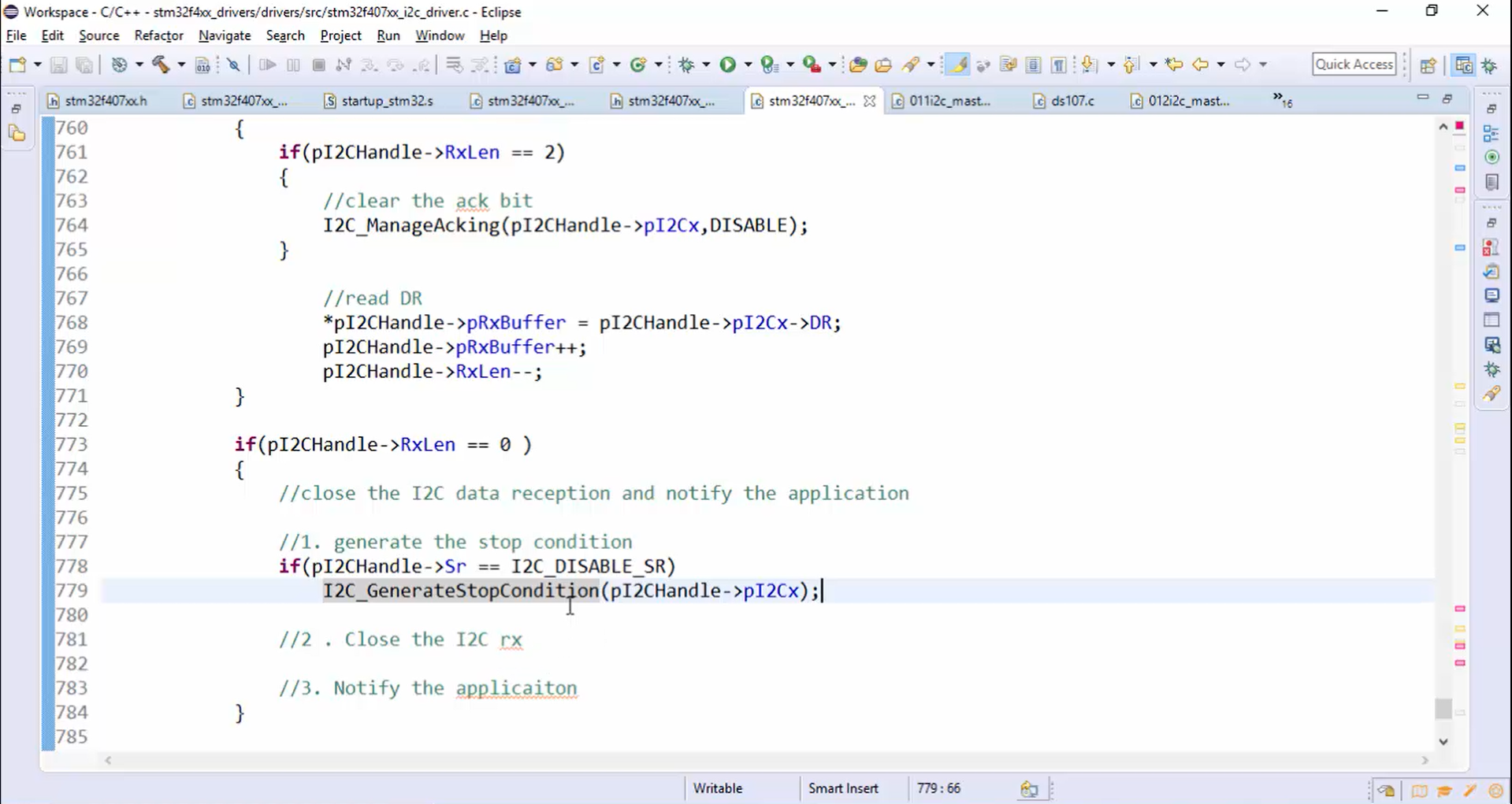 I2C IRQ handler implementation Part 6