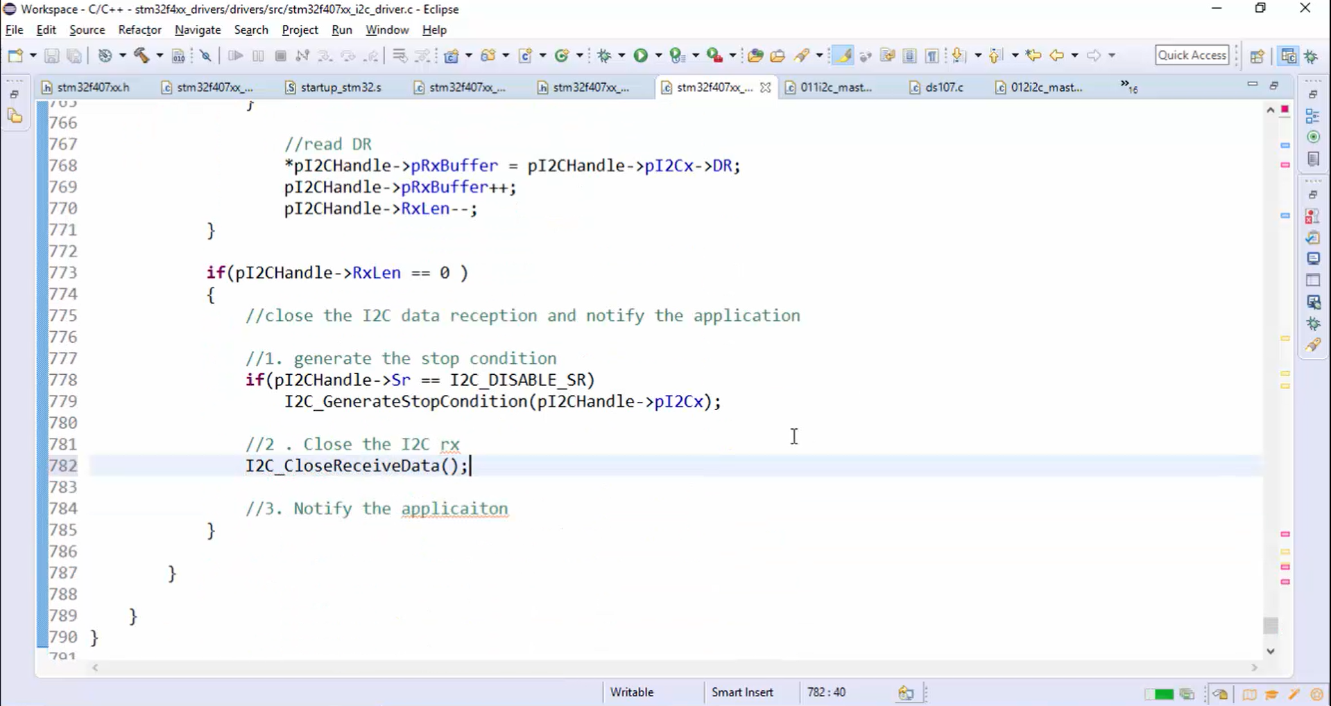 I2C IRQ handler implementation Part 6