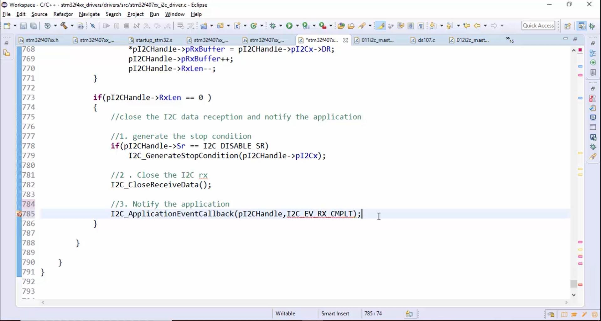 I2C IRQ handler implementation Part 6