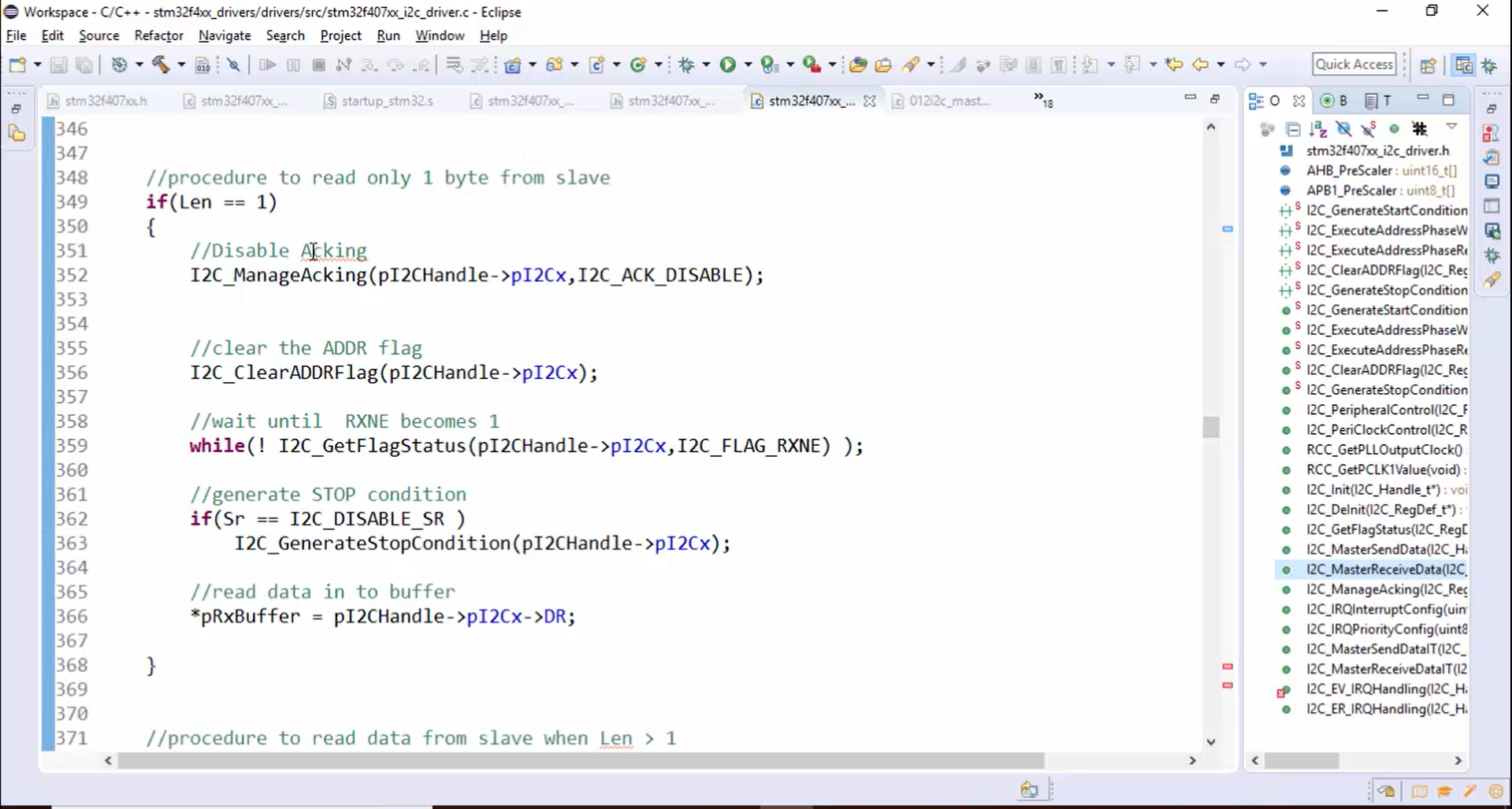 I2C IRQ handler implementation Part 6