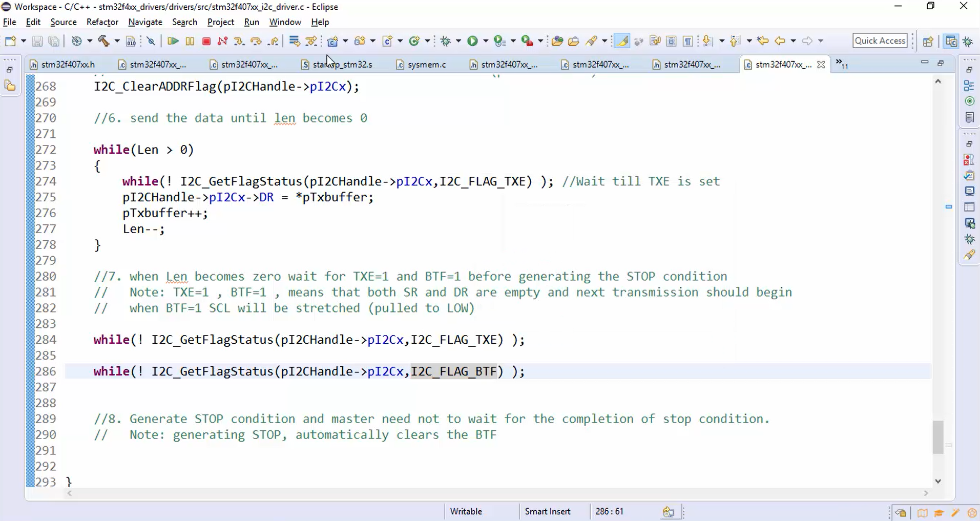 Implementation of I2C master sending data