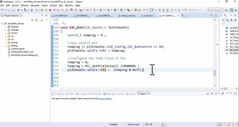 I2C Init API Implementation: Configuring CR1, CR2, and OAR1 Registers ...