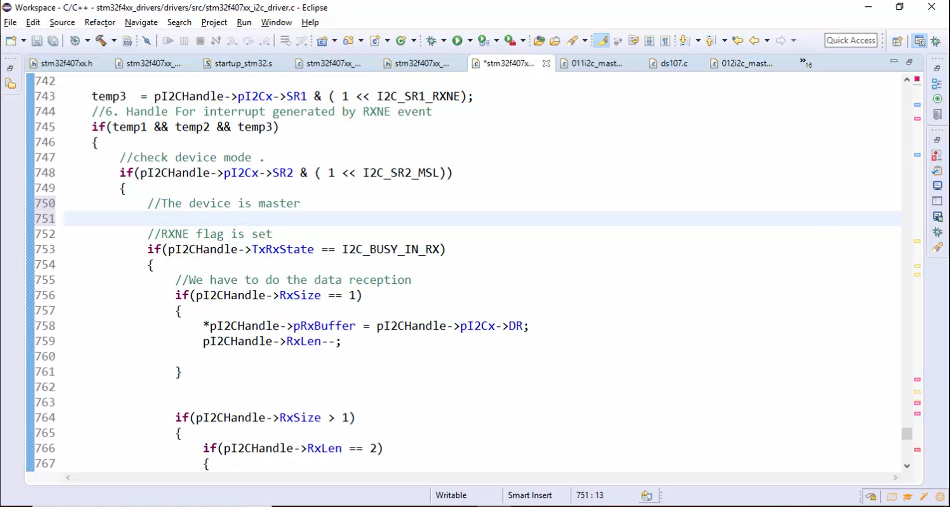 I2C IRQ handler implementation Part 6