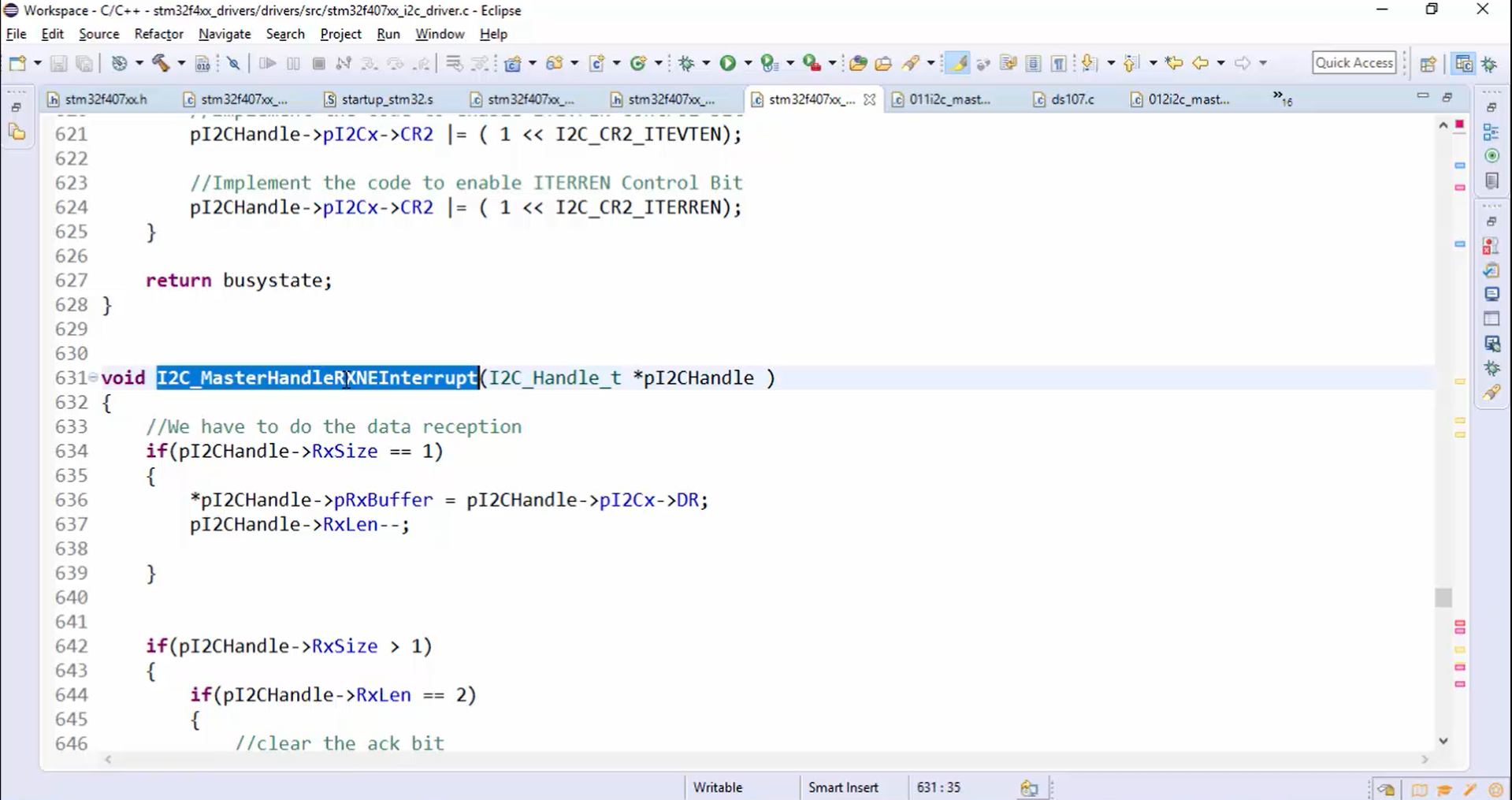 I2C IRQ handler implementation Part 6