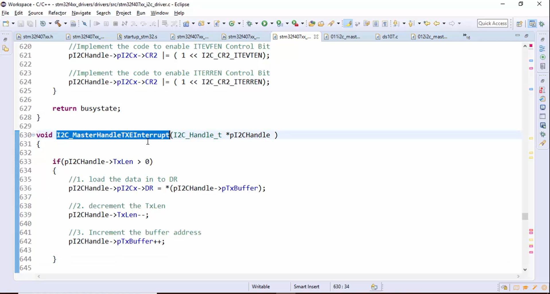 I2C IRQ handler implementation Part 6