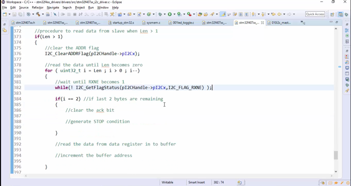 I2C Master Receive Data API Implementation: Part 2 | STM32 I2C