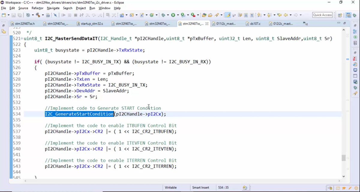 STM32 I2C Lecture 43: Implementation of I2C interrupt-based APIs