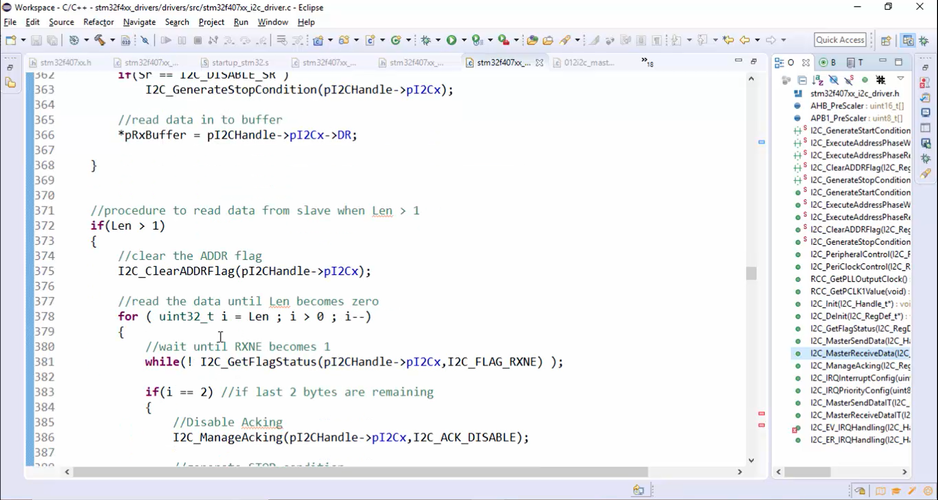 I2C IRQ handler implementation Part 6