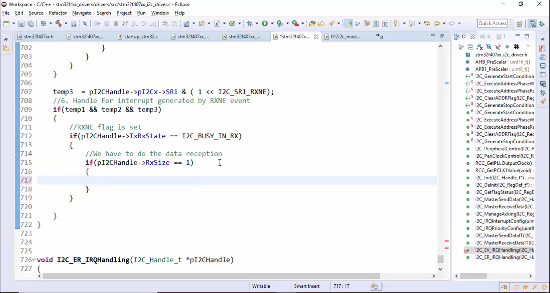 I2C IRQ handler implementation Part 6