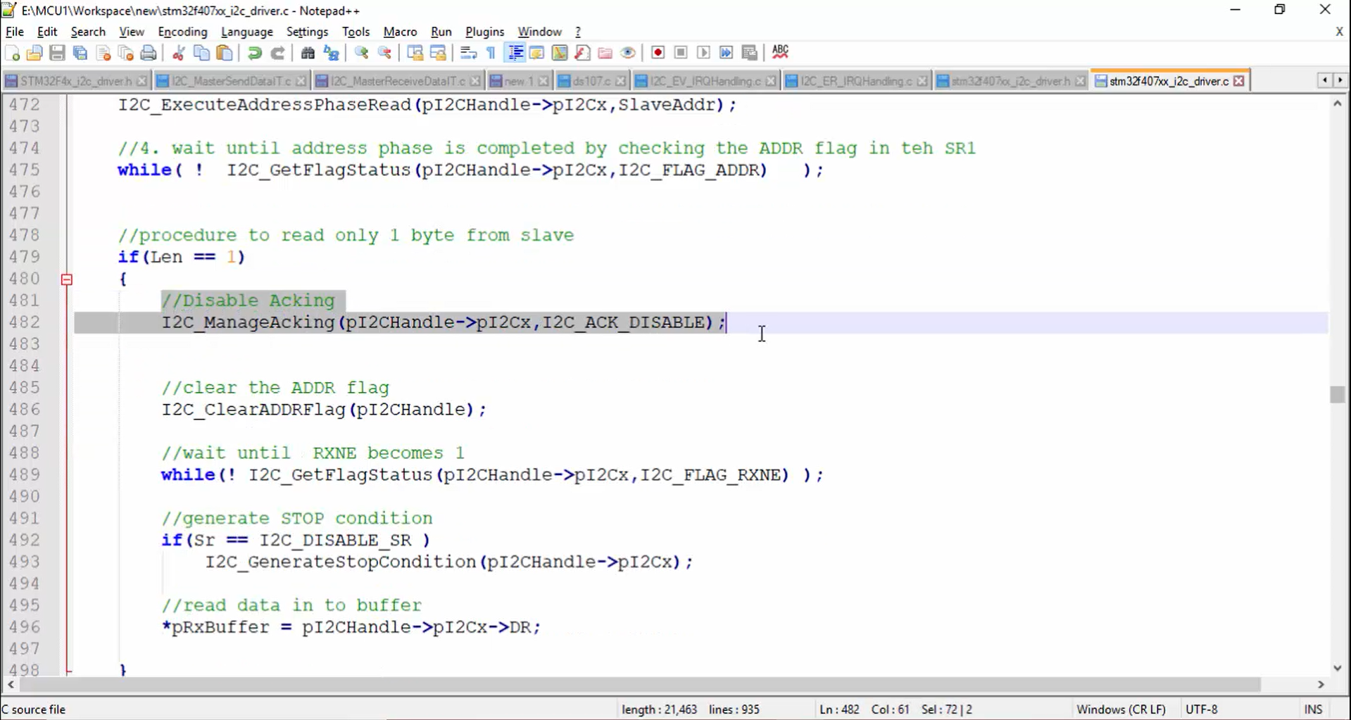 I2C IRQ handler implementation Part 6