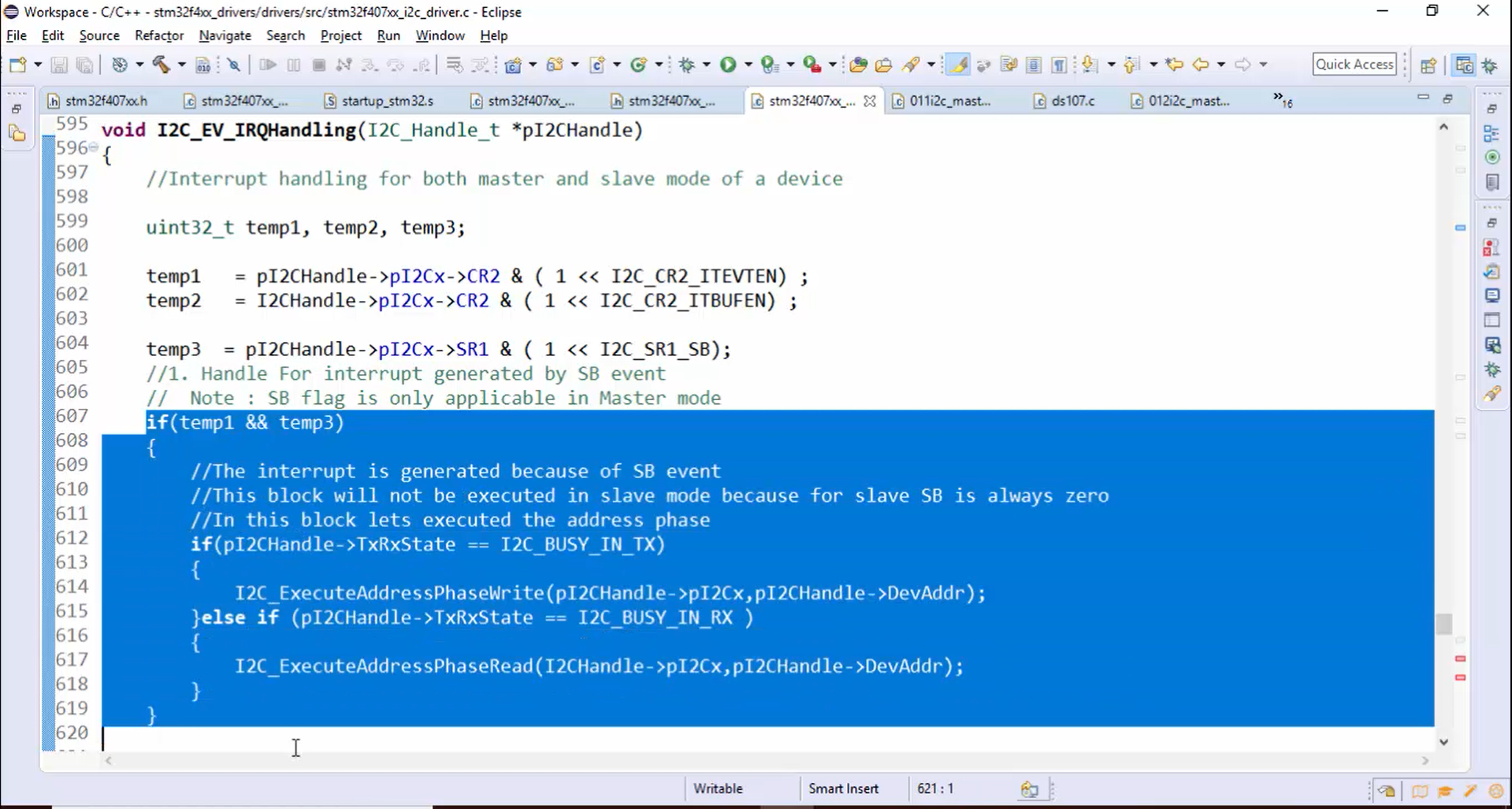 I2C IRQ handler implementation Part 6