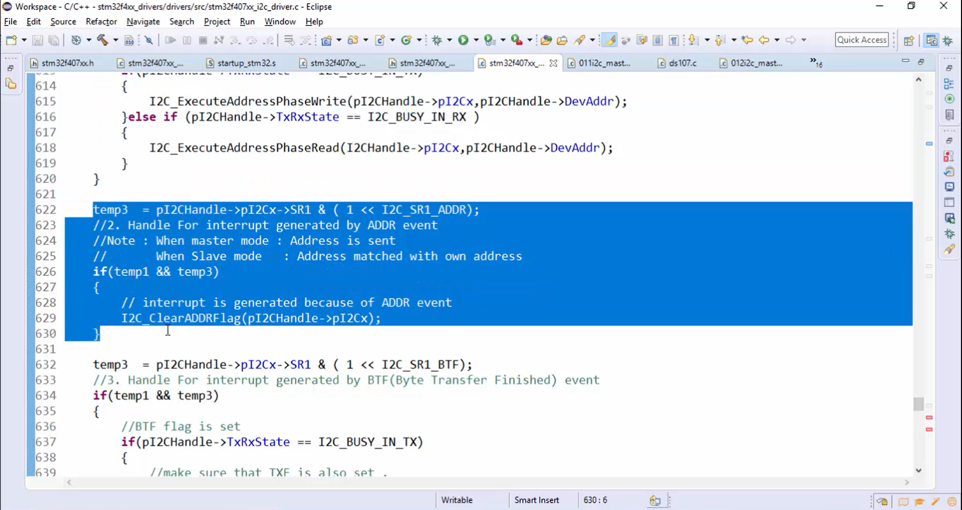 I2C IRQ handler implementation Part 6