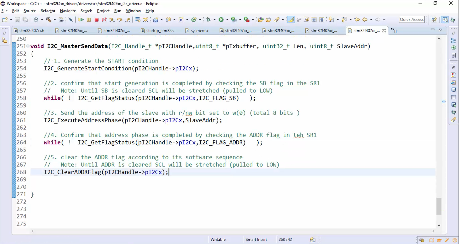 Implementation of I2C master sending data API- Read/write bit