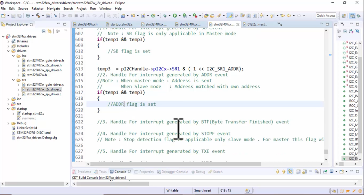 STM32 I2C Lecture 44: I2C IRQ handler implementation Part 1