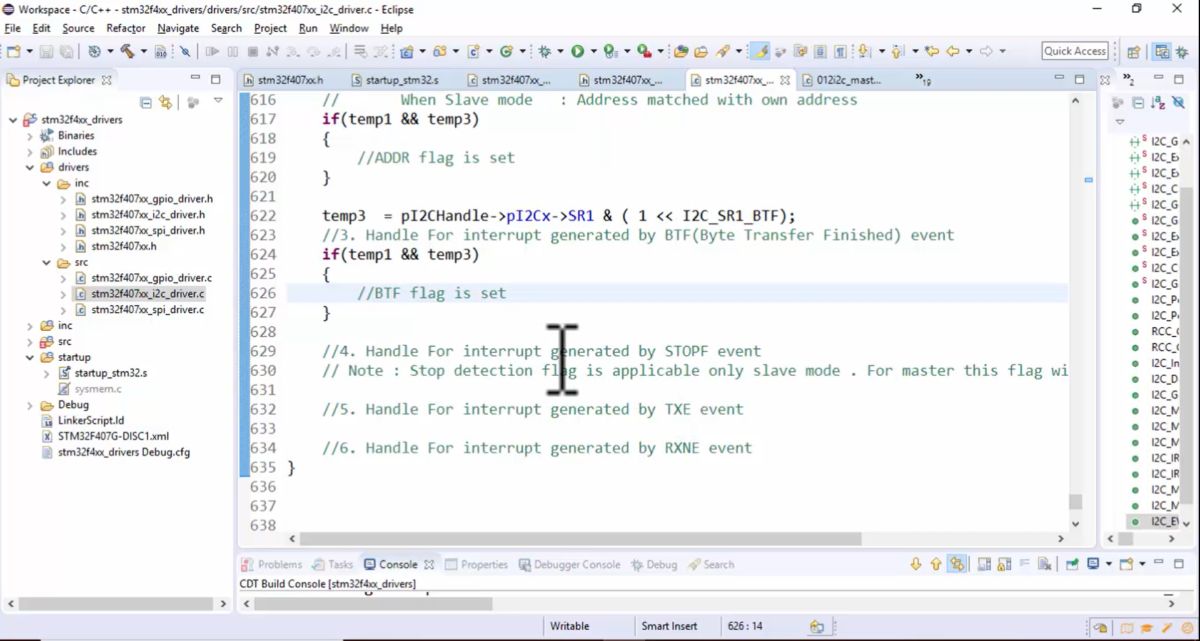 STM32 I2C Lecture 44: I2C IRQ handler implementation Part 1