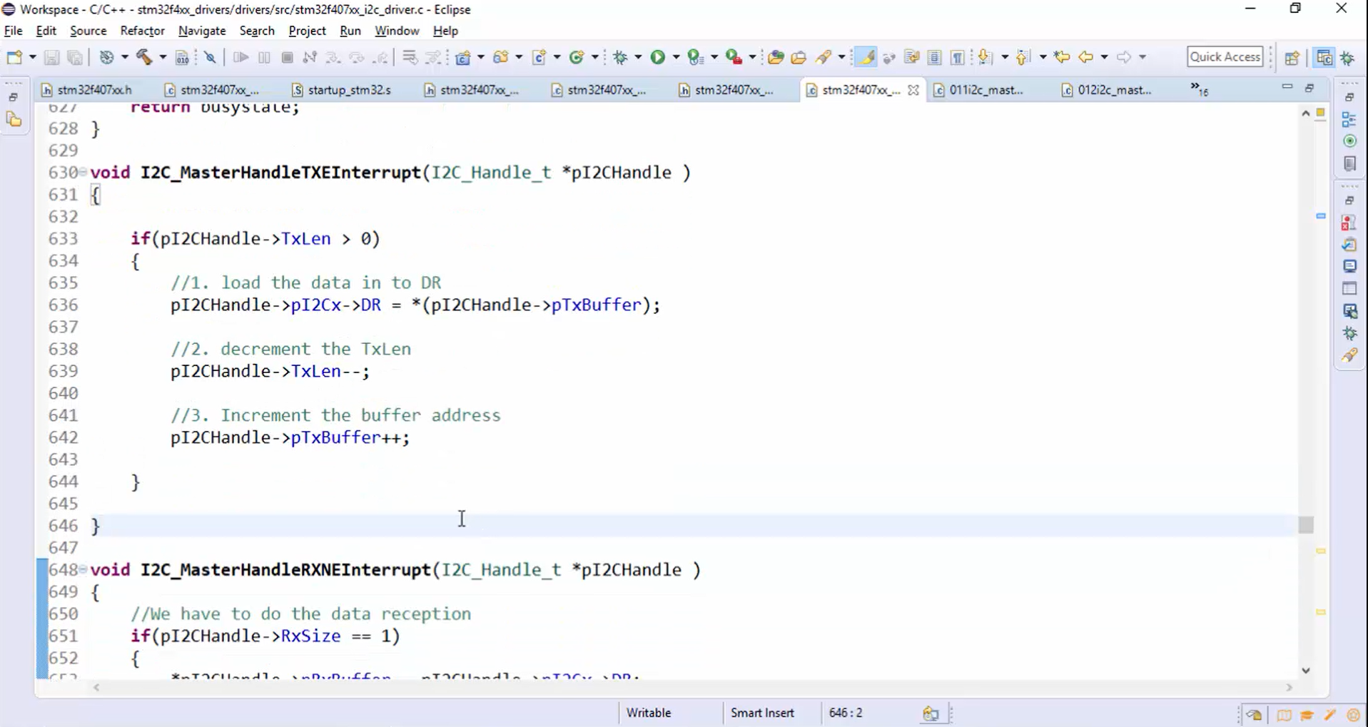 I2C IRQ handler implementation Part 8