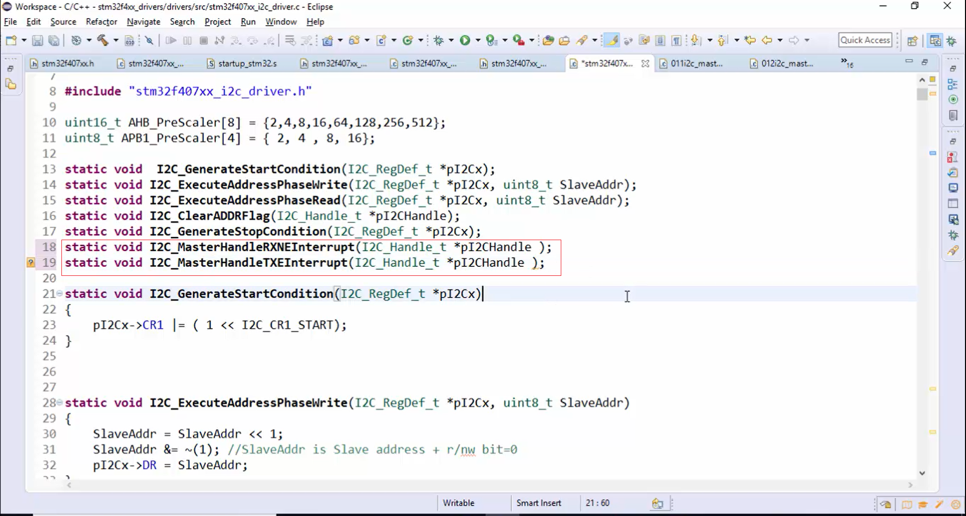 I2C IRQ handler implementation Part 8