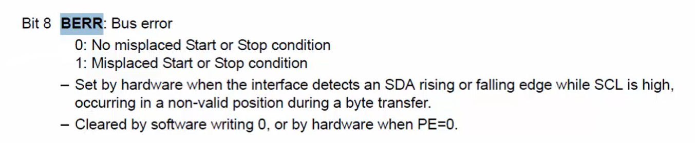I2C error IRQ handler implementation