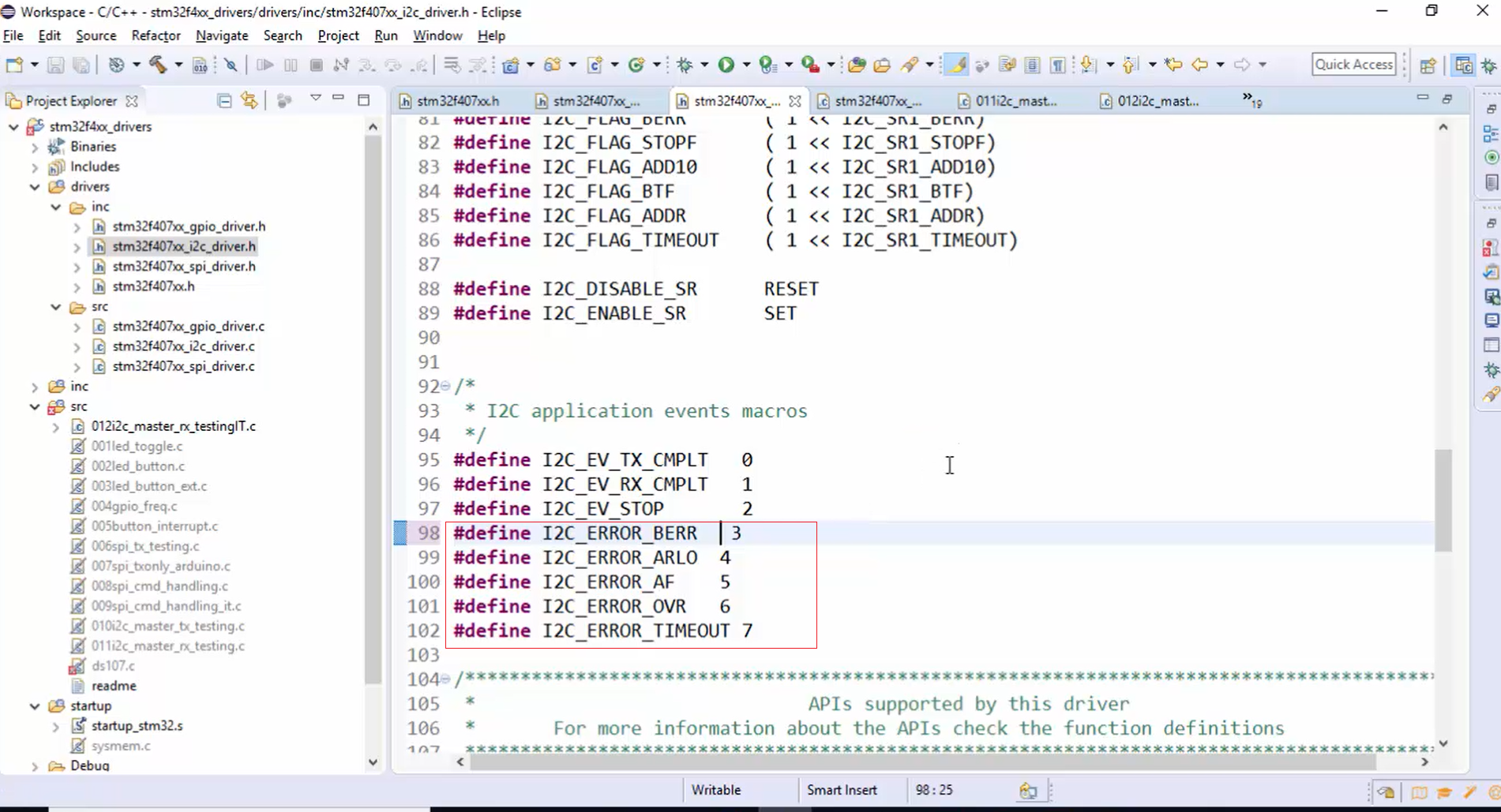 Pasting the event flag definitions into the header file driver.h