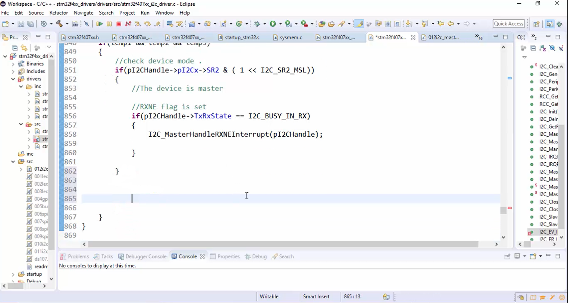 I2C slave support in driver