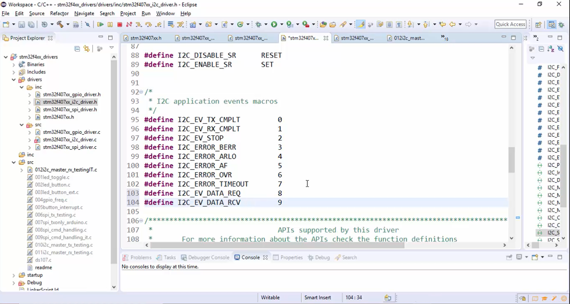 I2C slave support in driver