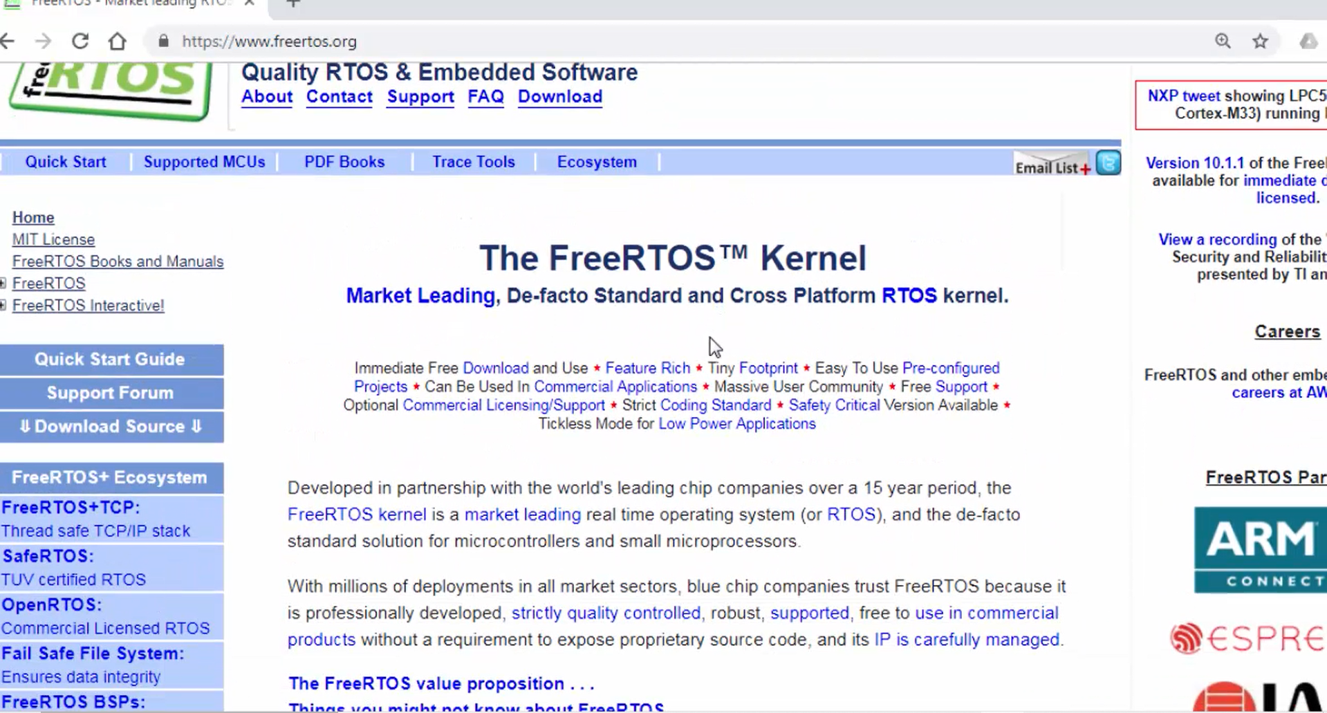 Official web page of FreeRTOS