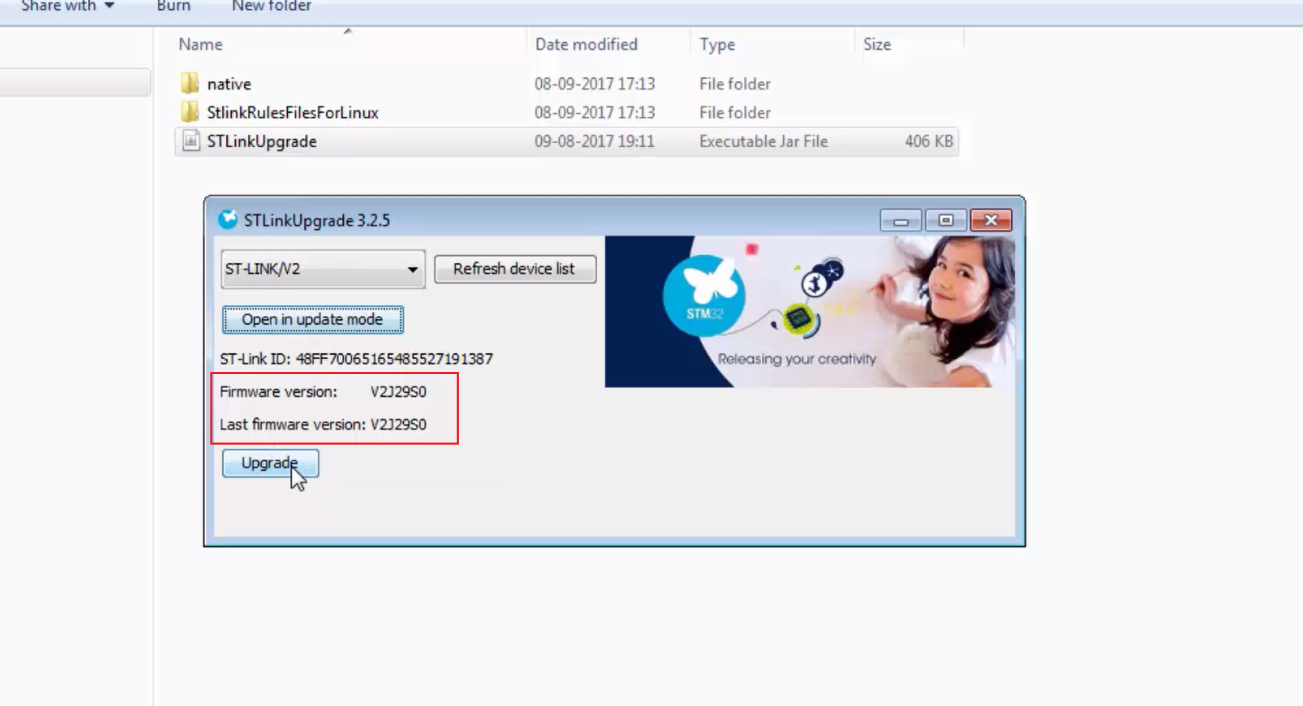 ST Link Firmware Upgrade