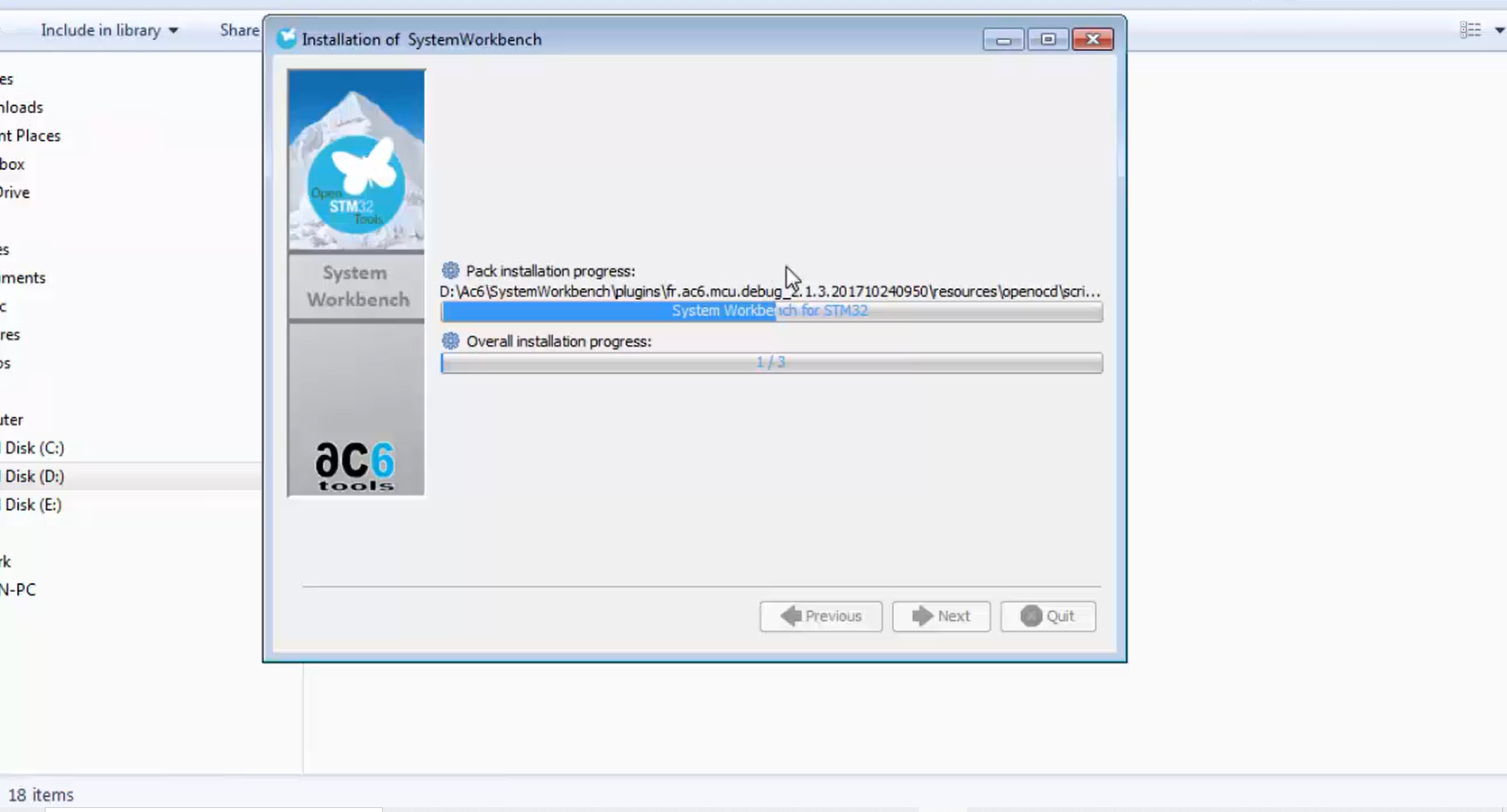 Copying all the files into the system workbench folder