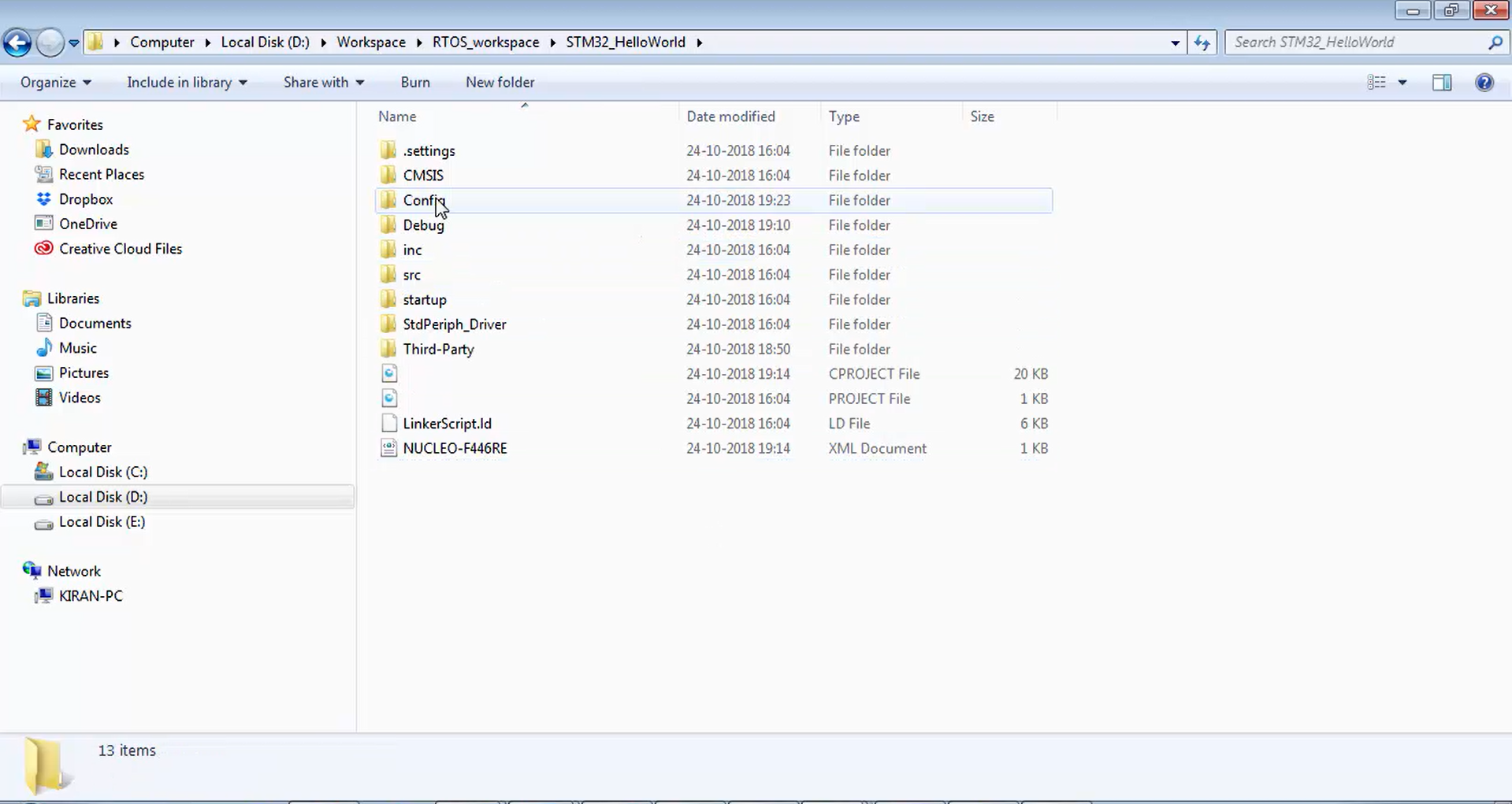 Creation of Config folder