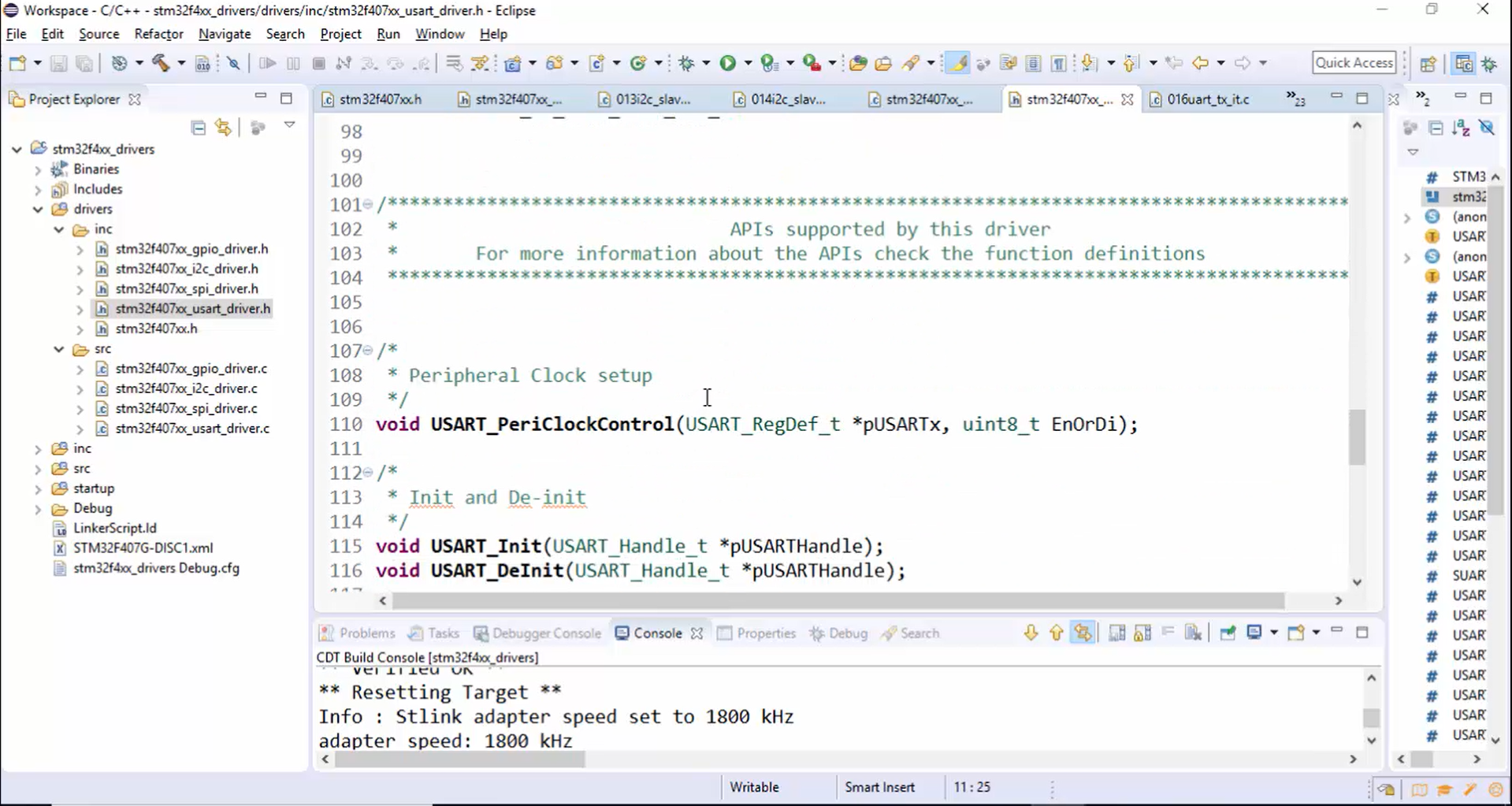 Prototypes of all the APIs supported by this driver