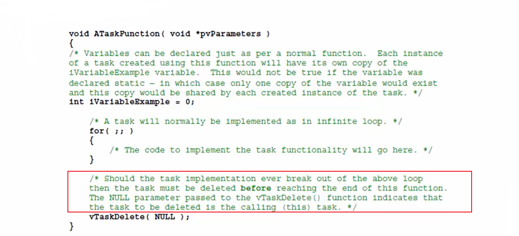 Jobs that must be done before breaking out the for loop